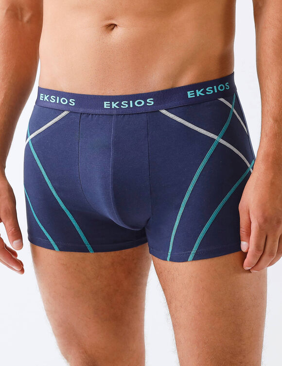 Effen, gesloten shorty met contrasterend sierstiksel - set van 4 (blauw / marine)