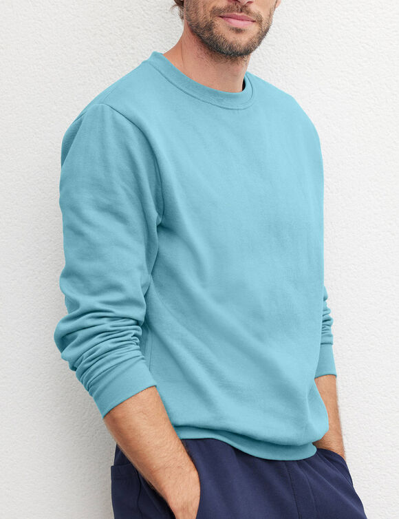 Sweat molleton col rond (bleu vert)