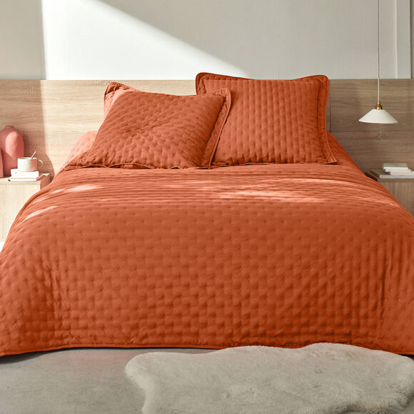 Gematelasseerde deken - microvezel (terracotta)