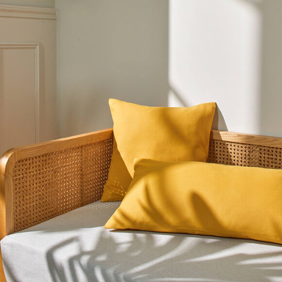 Kussenhoes in effen zeildoekstof - set van 2 (honing)