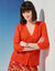 Vest met V-hals, ajourtricot met mohairtouch (oranje)