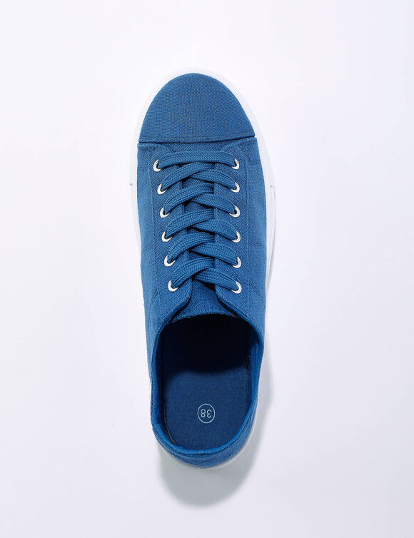 Sneakers in canvas met veters en doorloopzool in platformstijl (blauw)