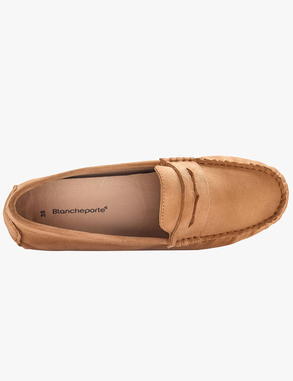 Mocassins en cuir velours (beige)