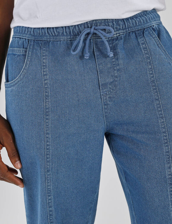 Pantalon denim léger élastiqué (bleached)