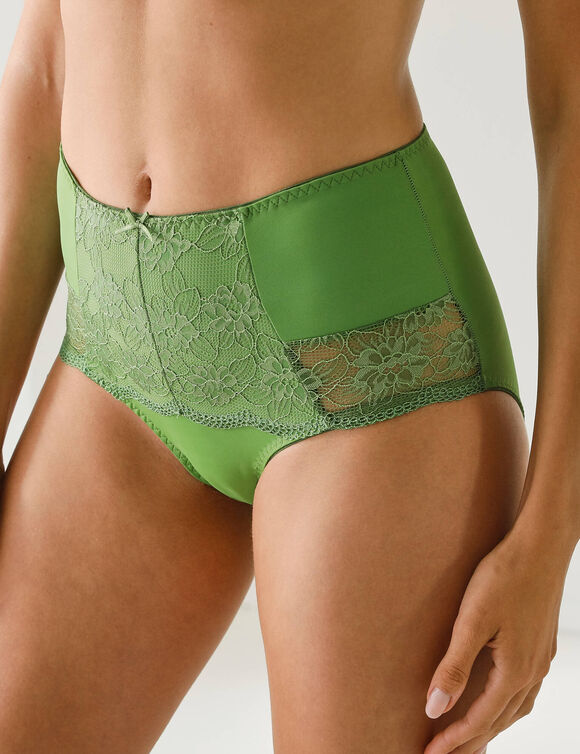 Maxislip met hoge taille in microvezel en rekbare kant "Limbara" - set van 2 (groen)