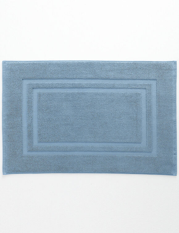 Tapis de bain éponge double liteau (bleu jean)