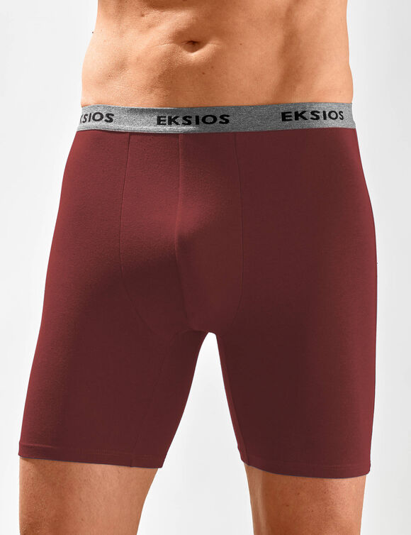 Boxer long coupe short - lot de 2 (bleu canard + bordeaux)