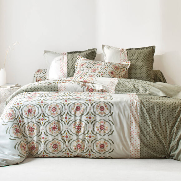 Linge de lit Christine en coton imprimé (grijsbeige)