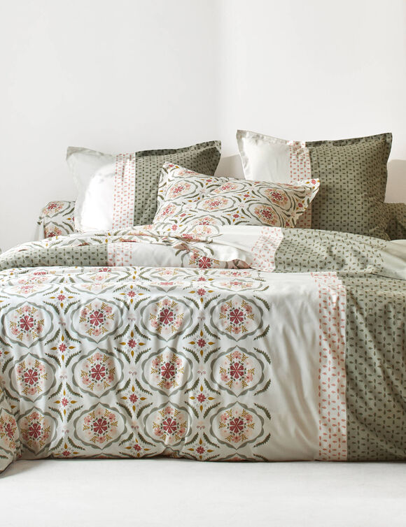 Linge de lit Christine en coton imprimé (grège)