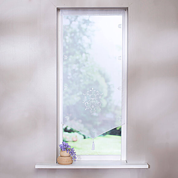 Spits glasgordijn in barokstijl, met zoom voor de gordijnroede (wit)