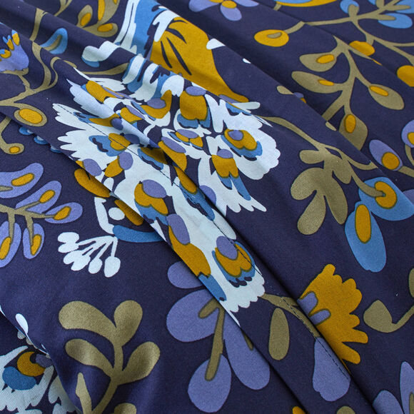 Linge de lit Amboise imprim&eacute; - coton 57 fils/cm&sup2; (bleu encre)