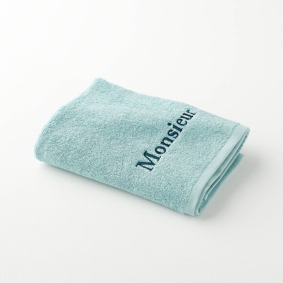 Collection serviettes de bain 420 g/m&sup2; brod&eacute;es "MONSIEUR" (vert d'eau)