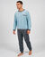 Tweekleurige pyjamabroek met fleece broek en lange mouwen (blauw)