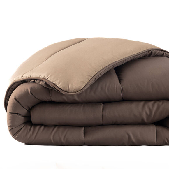 Tweekleurig dekbed van 350 g/m&sup2; microvezel (chocolade / karamel)