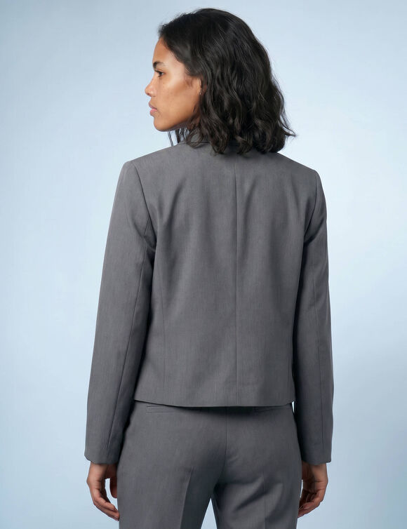 Veste blazer courte unie, Sp&eacute;cial Petites (gris)