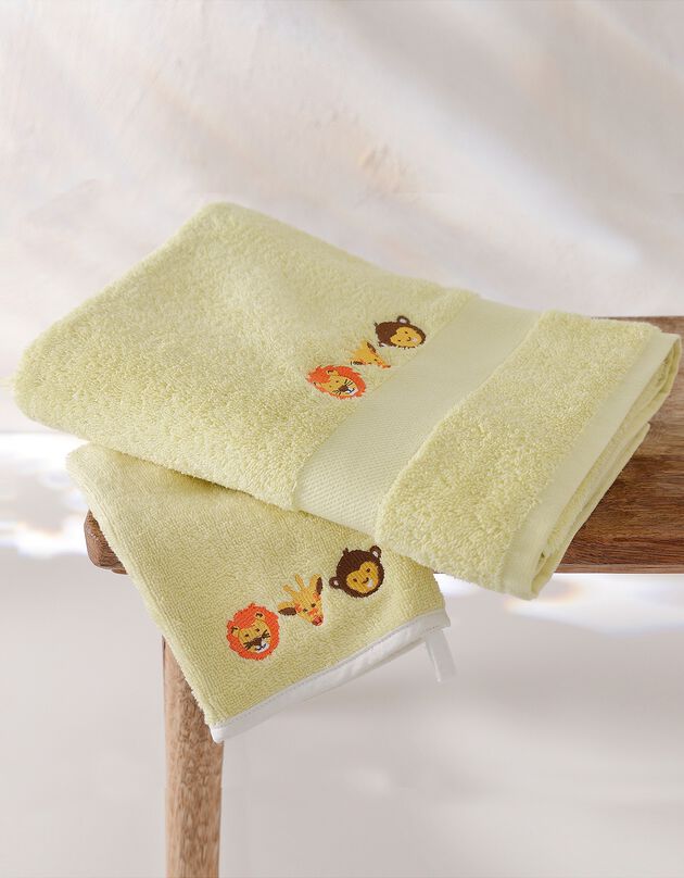 Éponge enfant coton broderies animaux - 380g/m2 (anis) Éponge enfant coton broderies animaux - 380g/m2 (anis)