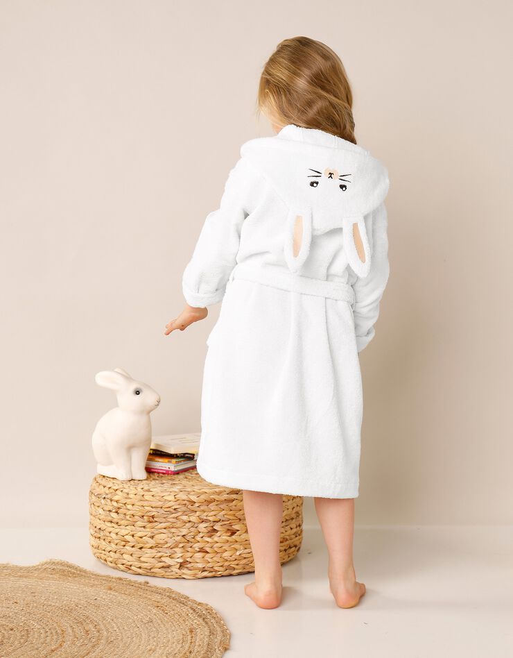 Peignoir de bain enfant personnalisable lapin à capuche (blanc)