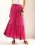 Jupe longue en cr&eacute;pon, volume jupon (Indisch roze)