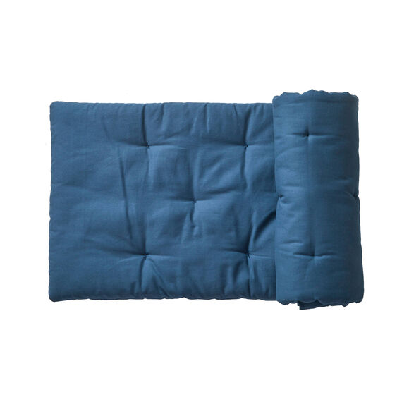 Lang, effen zitkussen voor zitbank (blauw)