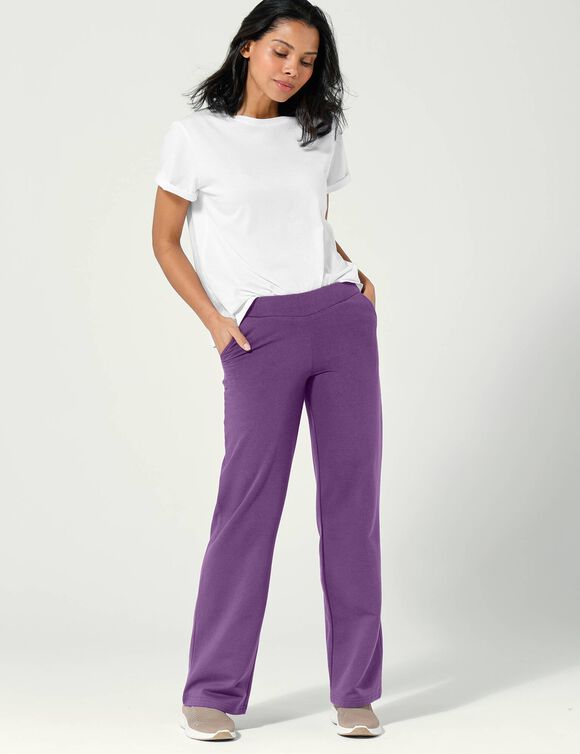 Pantalon coupe large molleton taille élastiquée (violet)