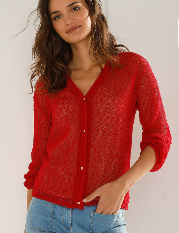 Gilet en maille fantaisie (rood)
