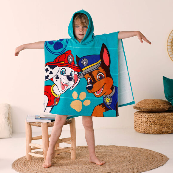 Kinderbadponcho Paw Patrol®, katoenen badstof en velours - 320g/m2 (smaragd)