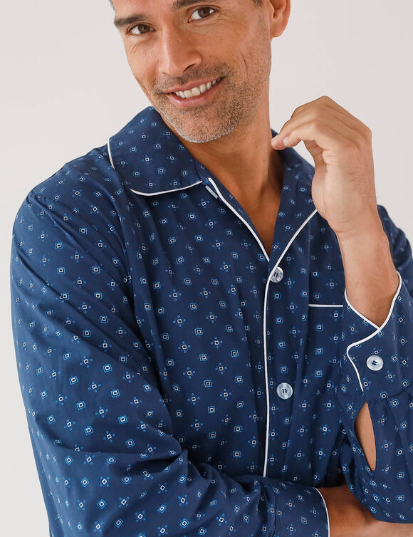 Pyjama imprim&eacute; popeline polycoton  (marine)