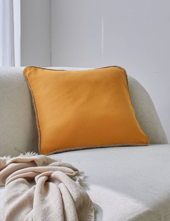 Coussin uni biais en jute  (miel)