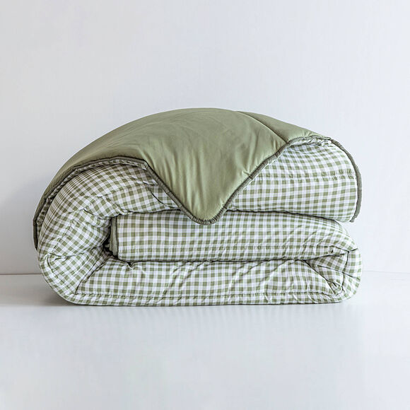 Couette microfibre imprim&eacute; vichy 200 g/m&sup2;  (kaki)