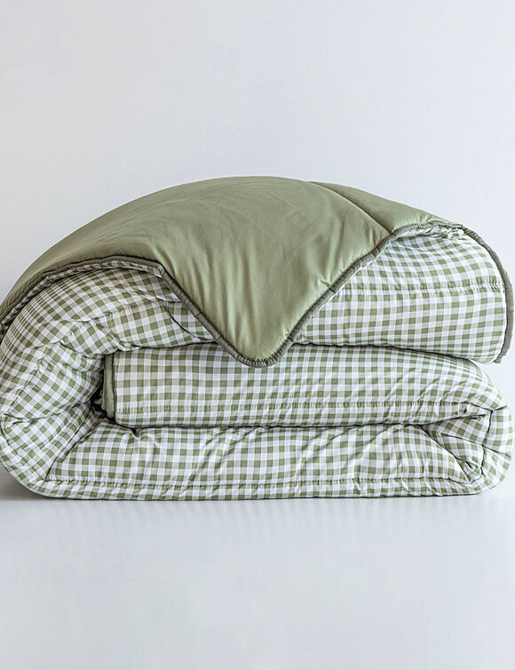 Couette microfibre imprim&eacute; vichy 200 g/m&sup2;  (kaki)