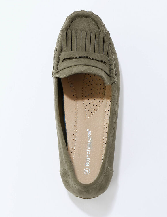 Soepele mocassins in microvezeltextiel (kaki)