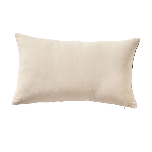 Coussin imprimé géométrique (écru / vert)