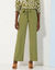 Pantalon droit large ceinturé, tissu fluide (kaki)
