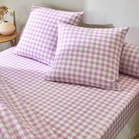 Linge de lit Lou imprimé carreaux - en coton (parme)