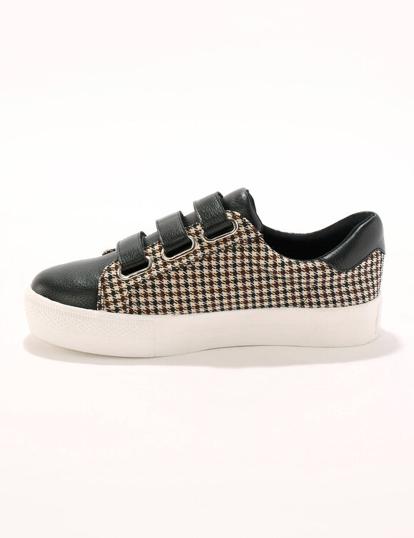 Tennis scratchées bi-matière - motifs carreaux (noir)