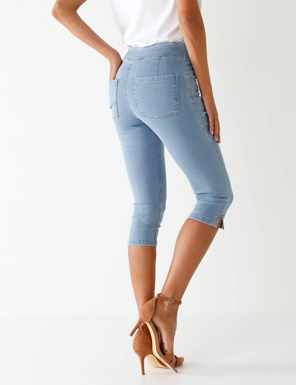 Corsaire fusel&eacute; ultra stretch, maille effet jean (bleached)