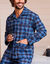 Flanellen pyjama met geruit motief (blauw)