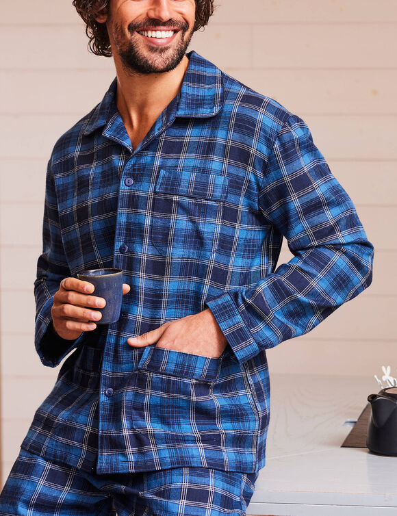 Pyjama carreaux en flanelle (bleu)