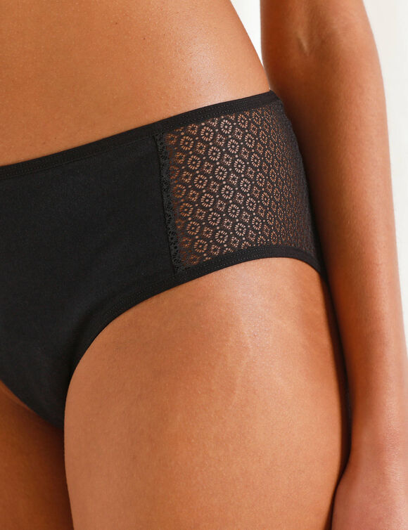Slip pour fuites urinaires en coton biologique (**) lavable - flux abondant (noir)