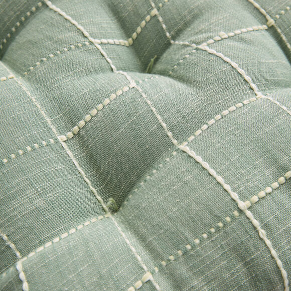 Galette de chaise carr&eacute;e &agrave; carreaux - lot de 2 (vert)