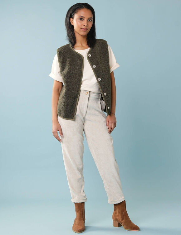 Veste sans manches maille bouclette, Sp&eacute;cial Petites (kaki)