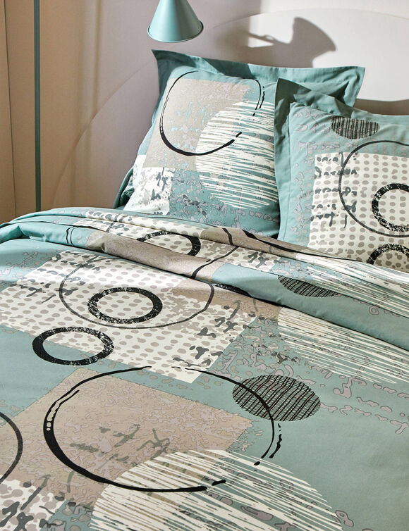 Diane-beddengoed met grafische print &ndash; katoen 57 draden/cm&sup2; (eucalyptus)