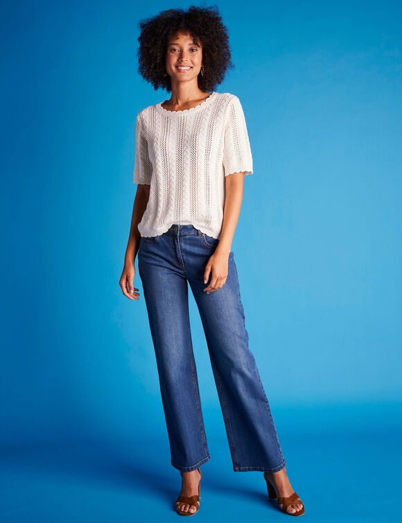 Jean coupe large stretch, petite stature (stone)