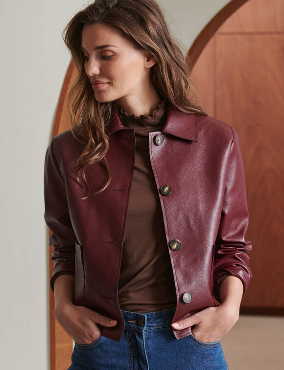 Veste boutonn&eacute;e (bordeaux)