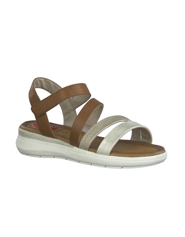 Sandalen met meerdere riempjes en scratchriempje aan de enkel (bruin)