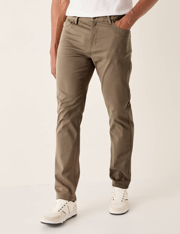Pantalon 5 poches confort ceinture élastiquée gabardine - L32 (beige foncé)