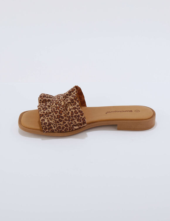 Mules volant&eacute;es imprim&eacute;es motif l&eacute;opard (marron / noir)