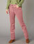 Broek in ribvelours met recht model (grijsroze)