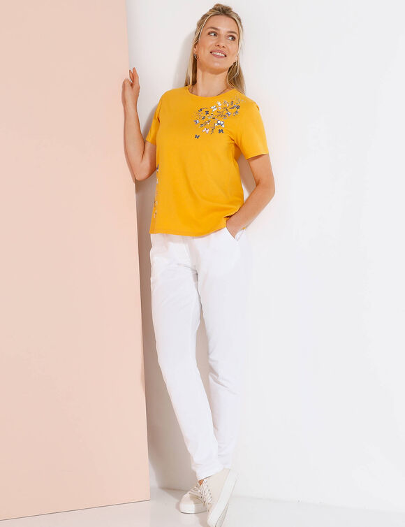 T-shirt manches courtes imprimé papillon (miel)