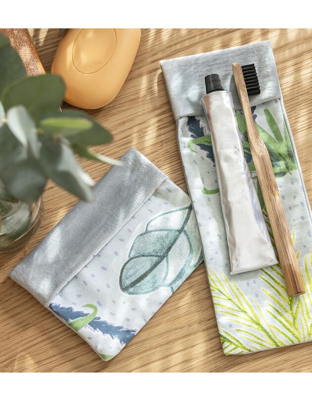 Opbergtasje voor zeep en tandenborstel - set van 2, verantwoorde aankoop (groen/grijs)